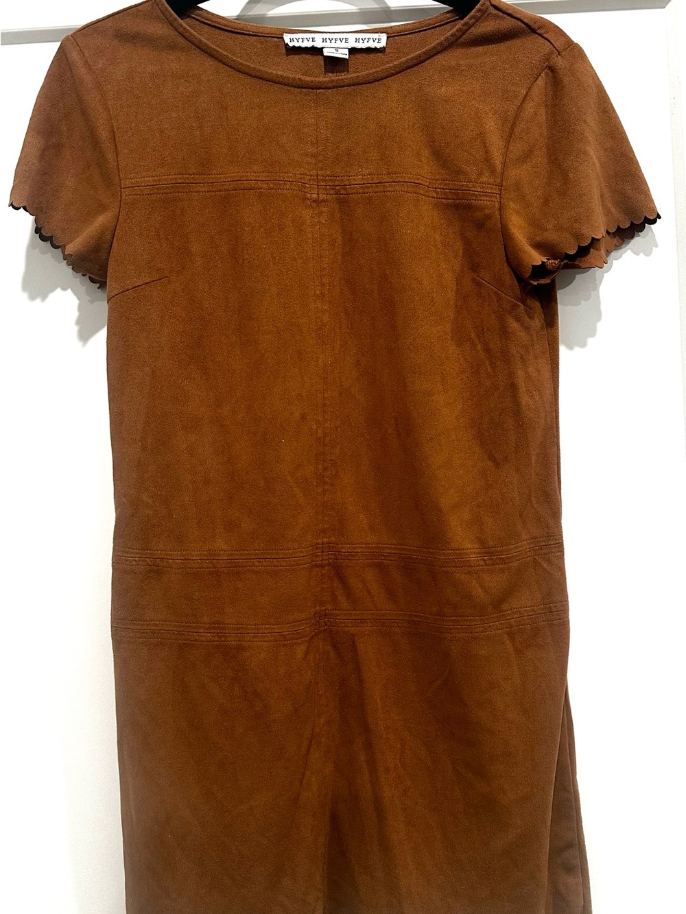 HYFVE Brown Short-Sleeve Suede-Look Tee